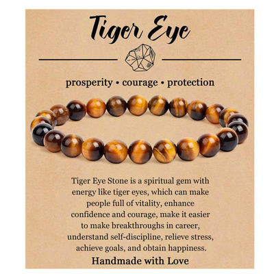 Natural Stone Bracelets For Women Men 8mm Round Crystal Semi-Precious Gemstone Beaded Stretch Bracelets