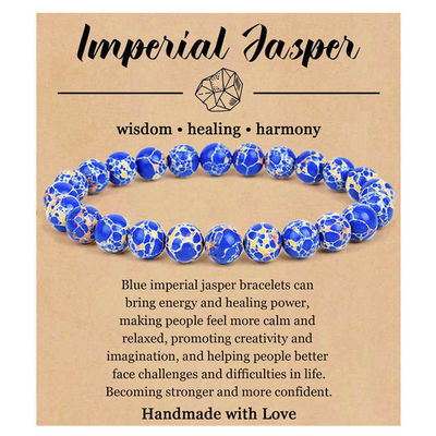 Natural Stone Bracelets For Women Men 8mm Round Crystal Semi-Precious Gemstone Beaded Stretch Bracelets