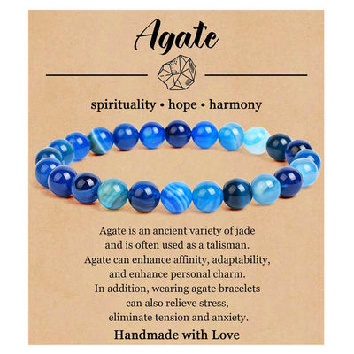 Natural Stone Bracelets For Women Men 8mm Round Crystal Semi-Precious Gemstone Beaded Stretch Bracelets