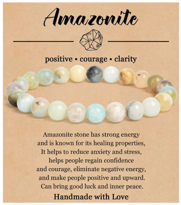 Natural Stone Bracelets For Women Men 8mm Round Crystal Semi-Precious Gemstone Beaded Stretch Bracelets