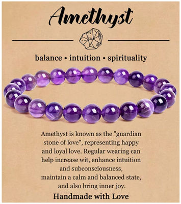 Natural Stone Bracelets For Women Men 8mm Round Crystal Semi-Precious Gemstone Beaded Stretch Bracelets