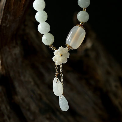 Elastic Natural Genuine Jade Beaded Bracelet New Products Natural Jade Bangle Jade Stone Bracelet Jadeite Natural Jade Bracelet Agate Bangles Women