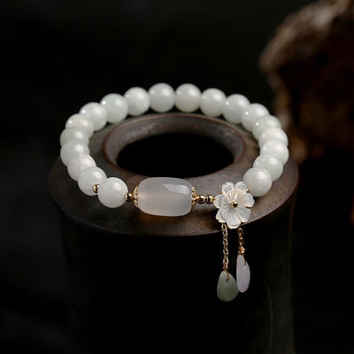 Elastic Natural Genuine Jade Beaded Bracelet New Products Natural Jade Bangle Jade Stone Bracelet Jadeite Natural Jade Bracelet Agate Bangles Women