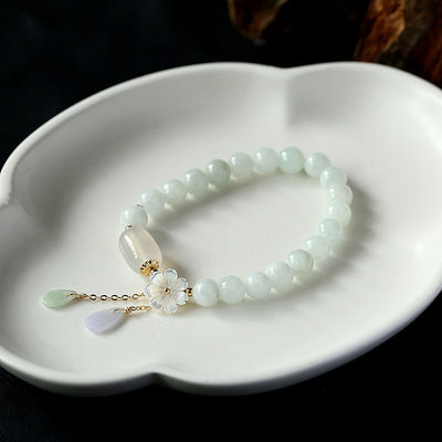 Elastic Natural Genuine Jade Beaded Bracelet New Products Natural Jade Bangle Jade Stone Bracelet Jadeite Natural Jade Bracelet Agate Bangles Women