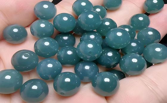 Real Jade Bracelet For Women, Natural Jadeite Handmade Carved Peach Blossom Stretch Beaded Beads Jade Bangle Jewelry, Stress Relief Feng Shui Prosperity Blue-Green Jades Bracelets,For Valentine'S