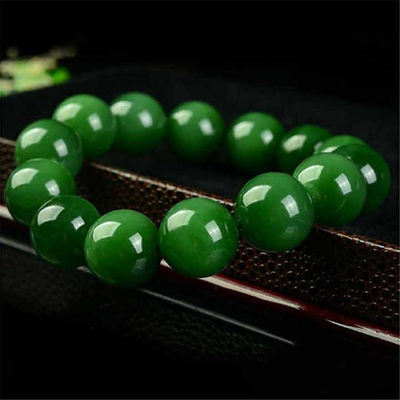 Premium Artisan Handcrafted Jade Necklace High Quality Woman Natural Dark Green Jade Round Gemstone Beads Stretchy Bangle Necklace and Bracelet 8/10/12/14mm