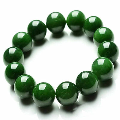 Premium Artisan Handcrafted Jade Necklace High Quality Woman Natural Dark Green Jade Round Gemstone Beads Stretchy Bangle Necklace and Bracelet 8/10/12/14mm