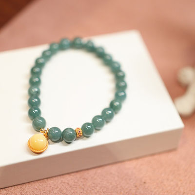New Natural Jade Bracelet Handmade Natural Light Green White Jade Chinese Round Bead Bangles Women Reiki Healing Health Care Energy Strand Bracelets