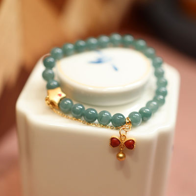 New Natural Jade Bracelet Handmade Natural Light Green White Jade Chinese Round Bead Bangles Women Reiki Healing Health Care Energy Strand Bracelets
