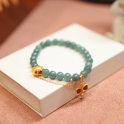 New Natural Jade Bracelet Handmade Natural Light Green White Jade Chinese Round Bead Bangles Women Reiki Healing Health Care Energy Strand Bracelets