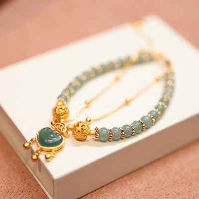 Luxury Hotan Jade Safety Clasp Pendant Women Bracelet Jewelry Natural Freshwater Pearl Myanmar Jade Bracelet For Women Fashion Jewelry Jade Handcarved Jadeite Bracelet