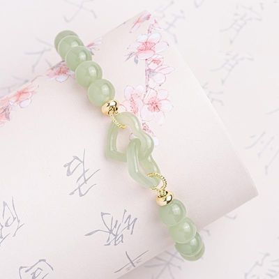 Heart to Heart Love Adjustable Jades Stone Miss You Bracelet High-quality Light Luxury Natural for Couples Women's CLASSIC