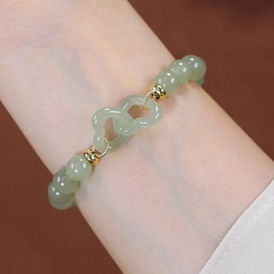 Heart to Heart Love Adjustable Jades Stone Miss You Bracelet High-quality Light Luxury Natural for Couples Women's CLASSIC
