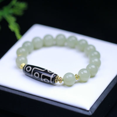 gZiBeads Elaeocarpus ganitrus Best Gifts Beautiful Colorful Natural Green Jade Gemstone Stone Tiger Eye Beaded Bracelets Men Women Handmade Elastic Jewelry