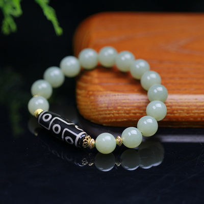 gZiBeads Elaeocarpus ganitrus Best Gifts Beautiful Colorful Natural Green Jade Gemstone Stone Tiger Eye Beaded Bracelets Men Women Handmade Elastic Jewelry