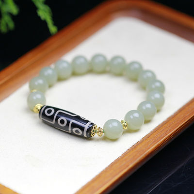 gZiBeads Elaeocarpus ganitrus Best Gifts Beautiful Colorful Natural Green Jade Gemstone Stone Tiger Eye Beaded Bracelets Men Women Handmade Elastic Jewelry