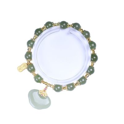 Genuine Natural Jadeite Circular Beads Jade Bracelet Men'S And Women'S Jade The Hand Strings Wholesale Handcarved Jadeite Bracelet Jade Jewelry Burma Jade Bangle Bracelet