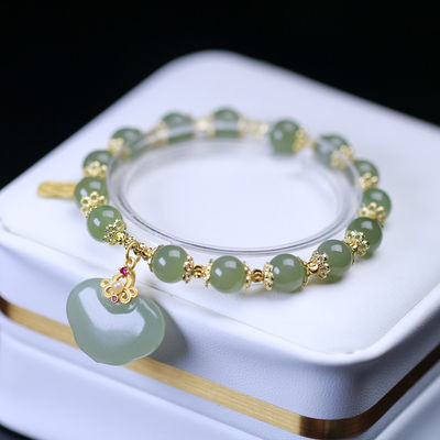 Genuine Natural Jadeite Circular Beads Jade Bracelet Men'S And Women'S Jade The Hand Strings Wholesale Handcarved Jadeite Bracelet Jade Jewelry Burma Jade Bangle Bracelet