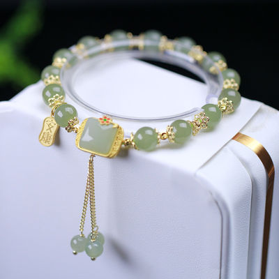 Genuine Natural Jadeite Circular Beads Jade Bracelet Men'S And Women'S Jade The Hand Strings Wholesale Handcarved Jadeite Bracelet Jade Jewelry Burma Jade Bangle Bracelet