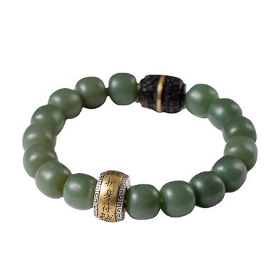 Natural Hetian Jade Amulet Healing Jade Stones periapt Protection Pendant Bracelet with silver accessories Necklace For Crystal Crafts Gifts