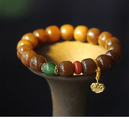 Natural Stone Hetian Jade Bracelets Precious Stone Agate Beads Bracelets Jewelry Stone Beige Chalcedony Beads Bracelets Relieve Fatigue