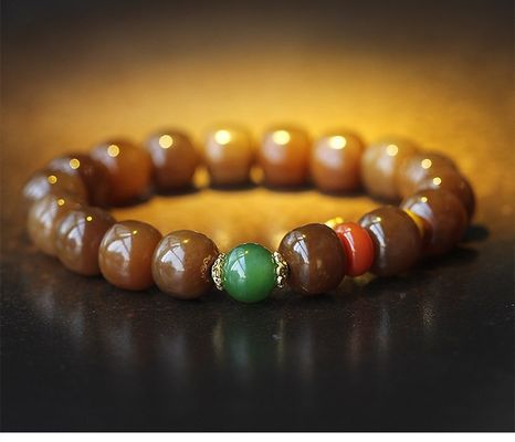 Natural Stone Hetian Jade Bracelets Precious Stone Agate Beads Bracelets Jewelry Stone Beige Chalcedony Beads Bracelets Relieve Fatigue