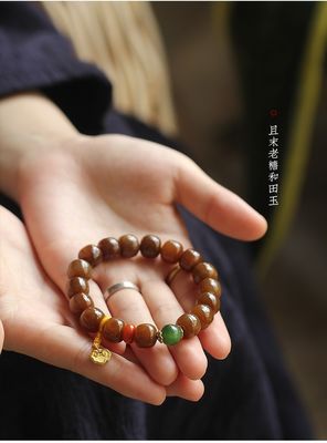 Natural Stone Hetian Jade Bracelets Precious Stone Agate Beads Bracelets Jewelry Stone Beige Chalcedony Beads Bracelets Relieve Fatigue