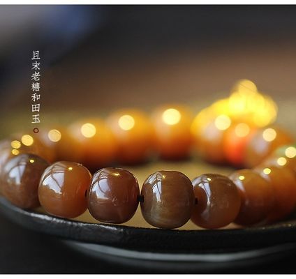 Natural Stone Hetian Jade Bracelets Precious Stone Agate Beads Bracelets Jewelry Stone Beige Chalcedony Beads Bracelets Relieve Fatigue