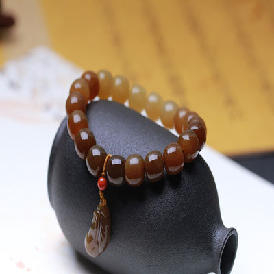 Natural Stone Hetian Jade Bracelets Precious Stone Agate Beads Bracelets Jewelry Stone Beige Chalcedony Beads Bracelets Relieve Fatigue