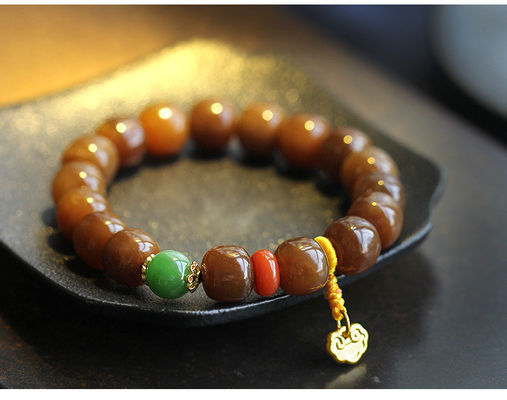 Natural Stone Hetian Jade Bracelets Precious Stone Agate Beads Bracelets Jewelry Stone Beige Chalcedony Beads Bracelets Relieve Fatigue