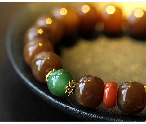 Natural Stone Hetian Jade Bracelets Precious Stone Agate Beads Bracelets Jewelry Stone Beige Chalcedony Beads Bracelets Relieve Fatigue