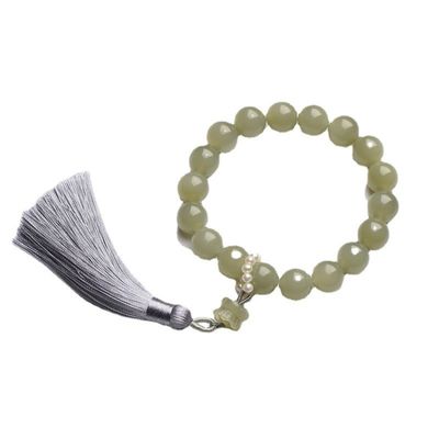 Fashion Hot Selling Multi-Size Jade Bracelet Hetian Jade Hand Bracelet Round Shape Unisex Couple Bracelet Women Jade Chain Natural Hetian Jade Beads Pendant Brace
