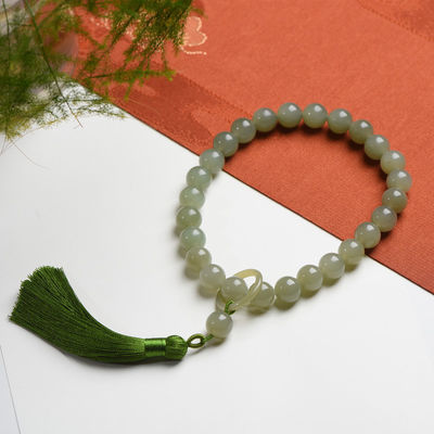 Fashion Hot Selling Multi-Size Jade Bracelet Hetian Jade Hand Bracelet Round Shape Unisex Couple Bracelet Women Jade Chain Natural Hetian Jade Beads Pendant Brace