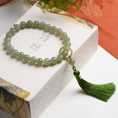 Fashion Hot Selling Multi-Size Jade Bracelet Hetian Jade Hand Bracelet Round Shape Unisex Couple Bracelet Women Jade Chain Natural Hetian Jade Beads Pendant Brace