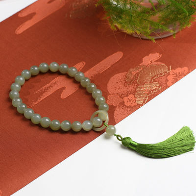 Fashion Hot Selling Multi-Size Jade Bracelet Hetian Jade Hand Bracelet Round Shape Unisex Couple Bracelet Women Jade Chain Natural Hetian Jade Beads Pendant Brace