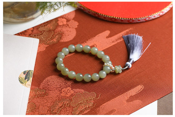 Fashion Hot Selling Multi-Size Jade Bracelet Hetian Jade Hand Bracelet Round Shape Unisex Couple Bracelet Women Jade Chain Natural Hetian Jade Beads Pendant Brace