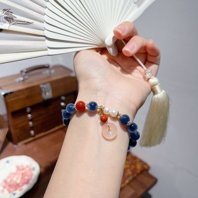 Circles Paired With Black Agate Bracelet, High-End And Niche Design, Unique Agate Lava Hematite Beaded Bracelets Fashion Jewelry Birthday Gift