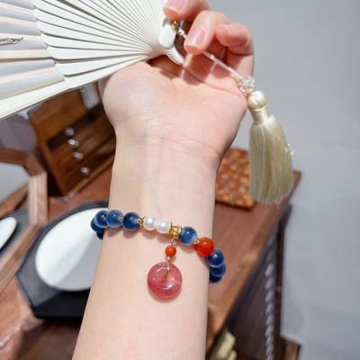Circles Paired With Black Agate Bracelet, High-End And Niche Design, Unique Agate Lava Hematite Beaded Bracelets Fashion Jewelry Birthday Gift
