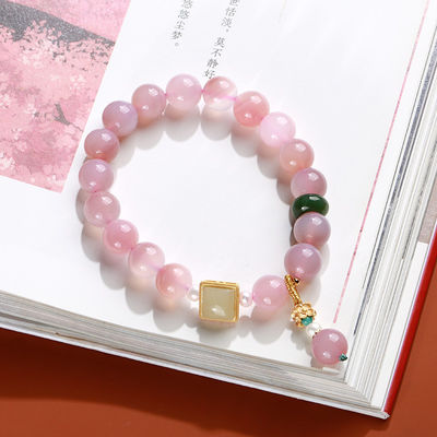 Exquisite Agate Fashion Classic Lucky Handmade Natural Stone Elastic Beaded Bracelet Friendship Couple Tiger Eye Black Agate Stone Bracelet Jewelry For Women Men