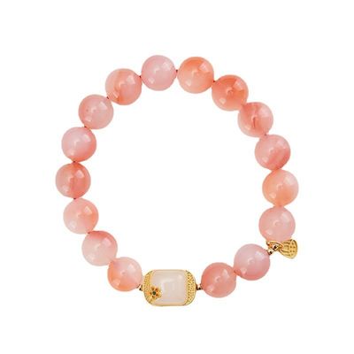 Healing Beads Stone Bracelets Rose Quartz Agate Bracelet Natural Sakura Agate Jewelry Lady Star Moon Bracelet Flower Agate Bracelet Gift Jewellery