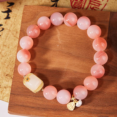 Healing Beads Stone Bracelets Rose Quartz Agate Bracelet Natural Sakura Agate Jewelry Lady Star Moon Bracelet Flower Agate Bracelet Gift Jewellery