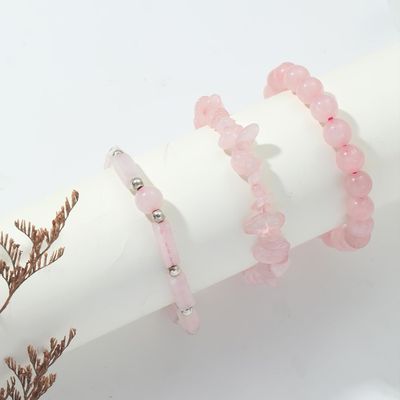 Agate Rose Quartz Bracelets Pink Quartz Bracelet Natural Stone Beaded Bracelets Handmade Stretch Gemstone Bracelet Agate Healing Crystal Bracelet Healing Jewelry Gifts For Women Girls