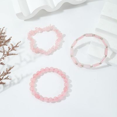 Agate Rose Quartz Bracelets Pink Quartz Bracelet Natural Stone Beaded Bracelets Handmade Stretch Gemstone Bracelet Agate Healing Crystal Bracelet Healing Jewelry Gifts For Women Girls