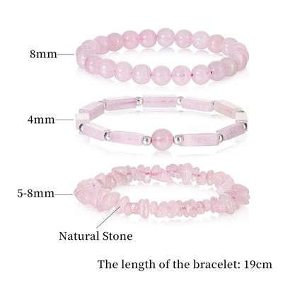 Agate Rose Quartz Bracelets Pink Quartz Bracelet Natural Stone Beaded Bracelets Handmade Stretch Gemstone Bracelet Agate Healing Crystal Bracelet Healing Jewelry Gifts For Women Girls