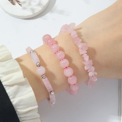 Agate Rose Quartz Bracelets Pink Quartz Bracelet Natural Stone Beaded Bracelets Handmade Stretch Gemstone Bracelet Agate Healing Crystal Bracelet Healing Jewelry Gifts For Women Girls