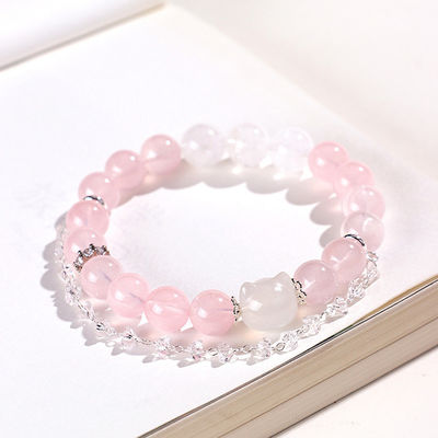 Agate Rose Quartz Bracelets Pink Quartz Bracelet Natural Stone Beaded Bracelets Handmade Stretch Gemstone Bracelet Agate Healing Crystal Bracelet Healing Jewelry Gifts For Women Girls