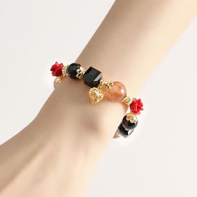 Handmade Summer Jewelry Natural Stone Bracelet Healing Energy Crystal Powder Quartz Amethyst Agate Round Bead Bracelet Money Bracelet