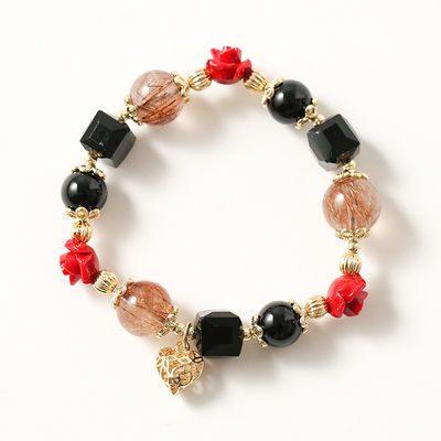 Handmade Summer Jewelry Natural Stone Bracelet Healing Energy Crystal Powder Quartz Amethyst Agate Round Bead Bracelet Money Bracelet