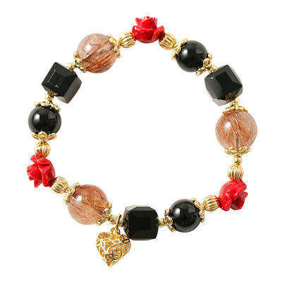 Handmade Summer Jewelry Natural Stone Bracelet Healing Energy Crystal Powder Quartz Amethyst Agate Round Bead Bracelet Money Bracelet