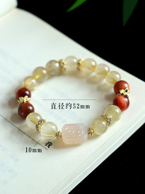 Handmade Summer Jewelry Natural Stone Bracelet Healing Energy Crystal Powder Quartz Amethyst Agate Round Bead Bracelet Money Bracelet